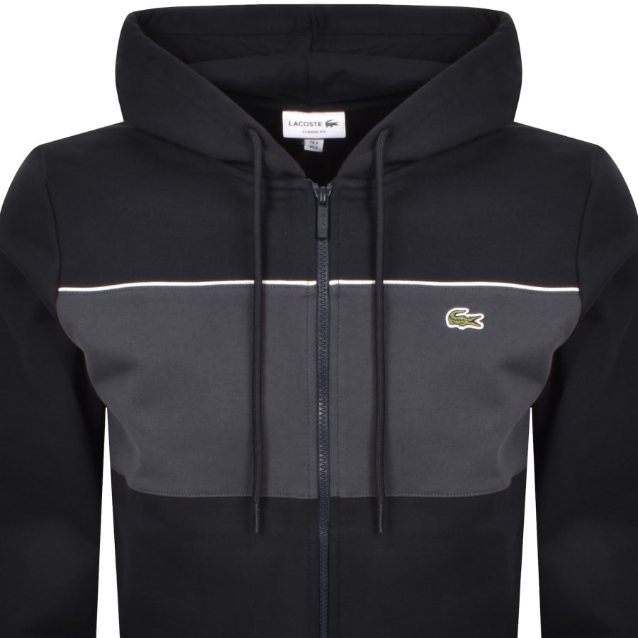 フ*】様 LACOSTE ジャケット ブラック グレー US XL Lacoste Logo Full Zip Hoodie Black